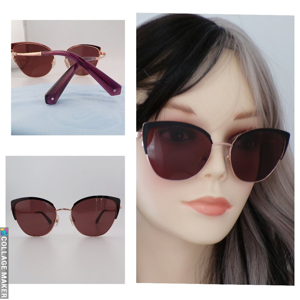 Swarovski Double Crystal Accent Browline Cat Eye Shades Retro Summer Spring 0318